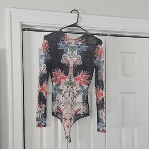 AKIRA Multicolor Floral Long Sleeve Bodysuit